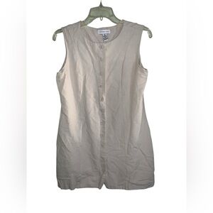 Sincerely Jules Oatmeal Colored Button Up Linen Blend Mini‎ Dress Size Medium